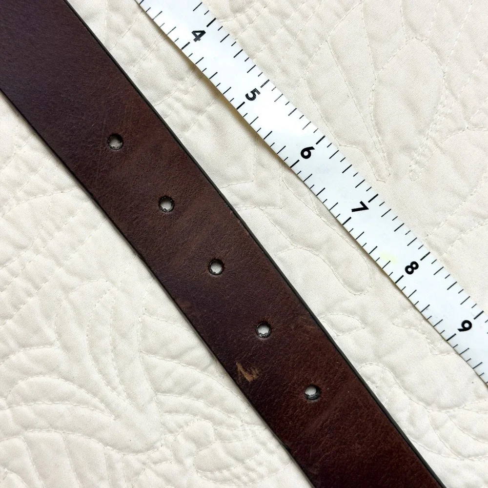 Joe's Jeans Dark Brown Genuine Leather Belt Gunmetal Square Buckle Minimalist 38